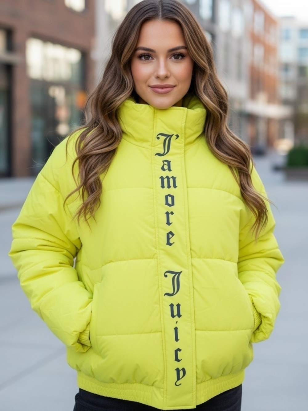 Juicy Couture "J’amore" neon yellow/lime puffer jacket